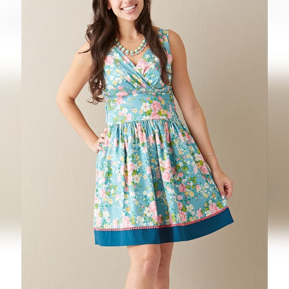 Matilda Jane Garden Dress Floral Fit And Flare Tie Back Womens Size EXTRA SMALL